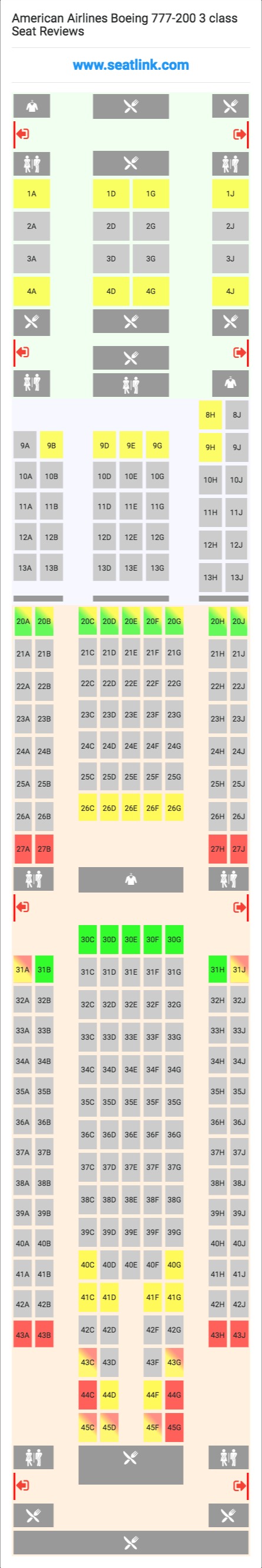 772 Boeing 777 200 Seat Map American Airlines